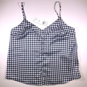 Abercrombie & Fitch Satin Gingham Button Front Camisole Size Small